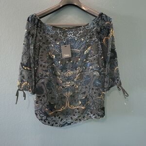 NWT Dalia Witchy Burnout Fairy Grunge Whimsigoth Peasant TOP